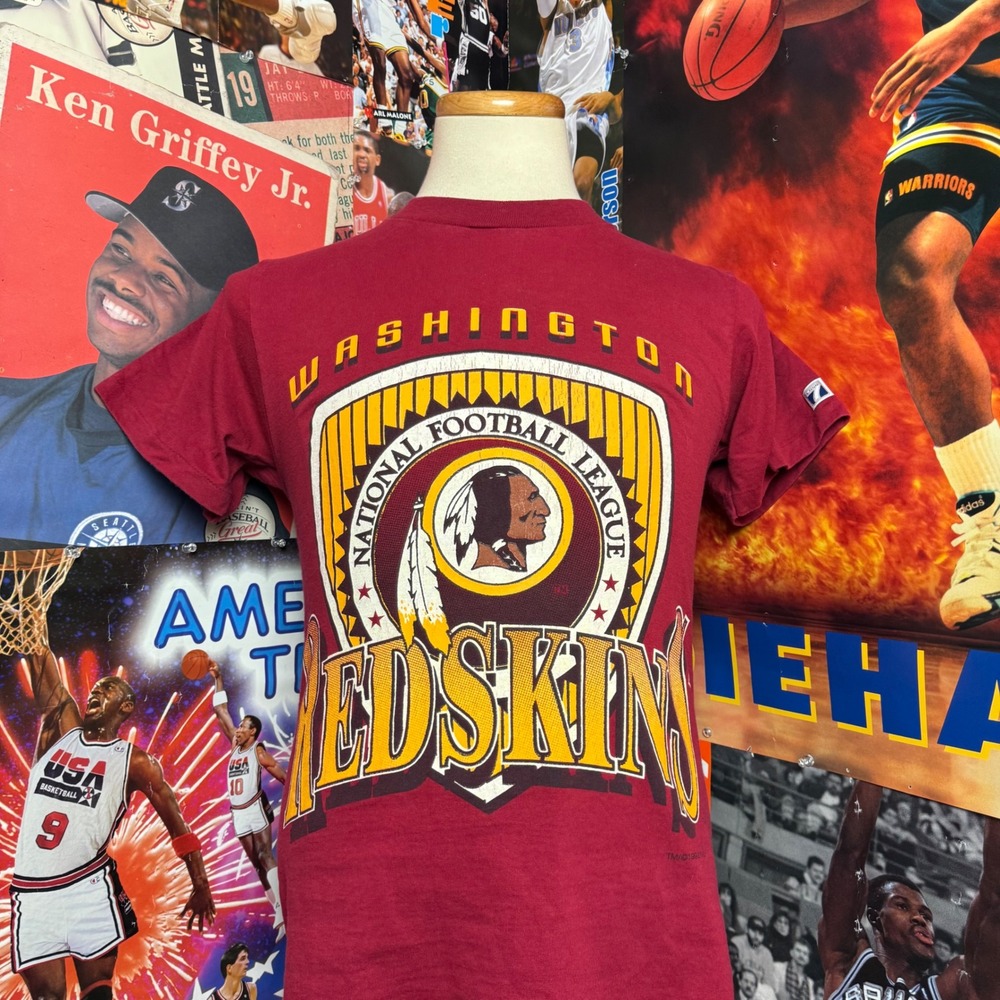 Vintage 90s Washington Redskins NFL Football Tee Burgundy Logo 7 Size Small‎